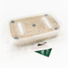 PF-Tek MycDrop Grow Kit: A rectangular shaped, shallow plastic container filled with a brown rice flour based mushroom substrate